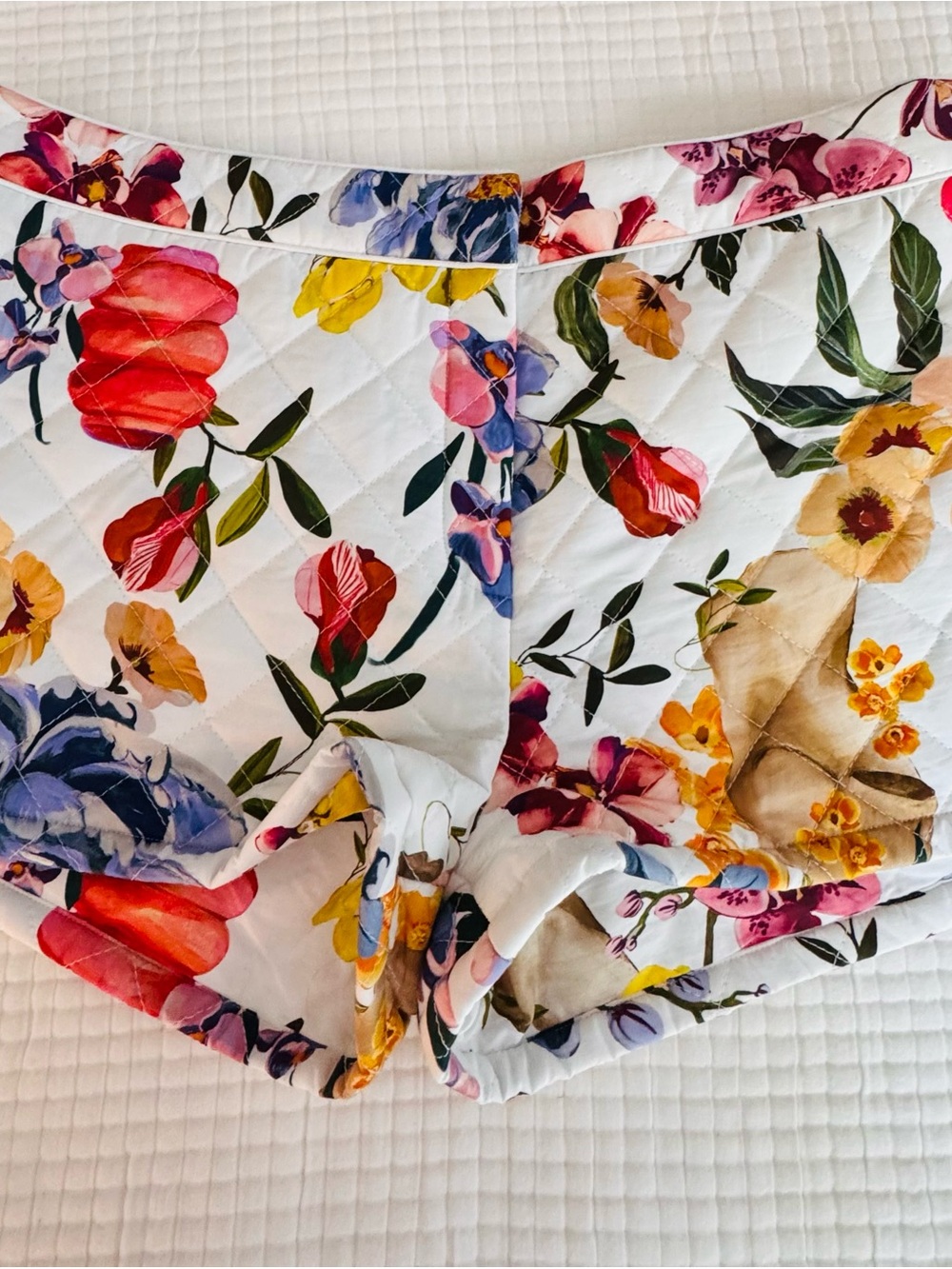 Farm Rio Floral Quilted Mid-Rise Shorts